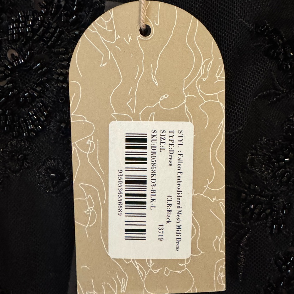 NWT MESHKI Fallon Embroidered Mesh Mini Dress Black Large - Picture 7 of 7